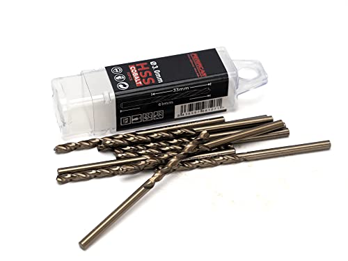 Ferrcan HSS Metallbohrer DIN338 M35 5% Kobalt zum Bohren in Edelstahl, Eisen und anderen Metallen Packung mit 10 Stück pro Maß (3mm)