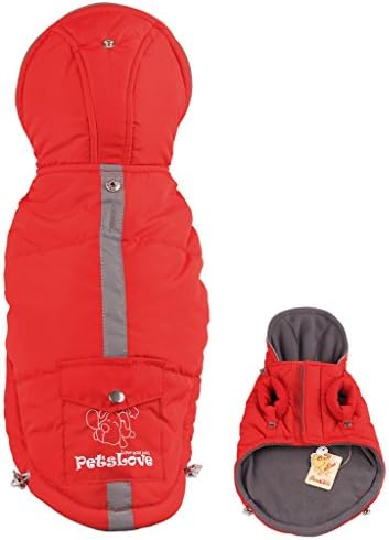 PetsLove Doggie Thickening Jacket Coat Pet Clothes Dog Warm Clothing for Winter Red XL