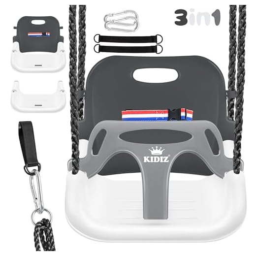 KIDIZ Babyschaukel | Kinderschaukel 3 in 1 | Babysitz verstellbar Anthrazit