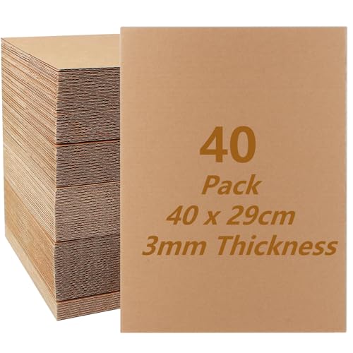 MUXHEL 40 Stück Wellpappe, 3mm Dicke Pappe, Wellpappe zum Basteln, Dicke Pappe zum Basteln, für DIY Handwerk - 290 x 400 mm