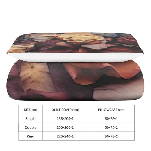 Housse de couette rose 135x200 parure de lit microfibre 3D