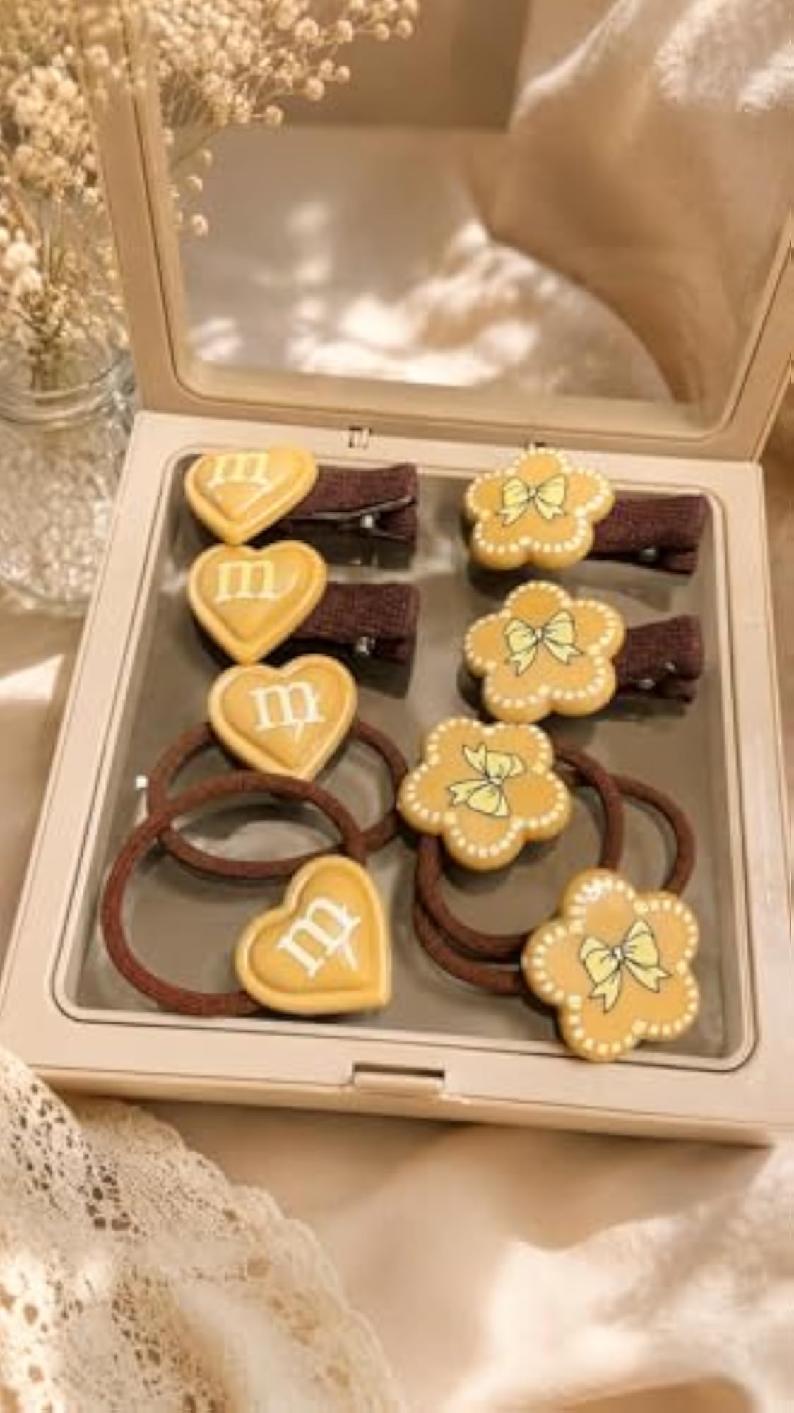 8pc Heart & Flower Hair Accessories Set for Girls, Gift Box