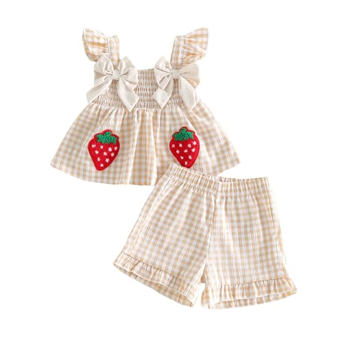 Image of Little Toddler Kids Girl Clothes Set 1-8 Years Summer Outfits Solid Color Tank Tops & Shorts