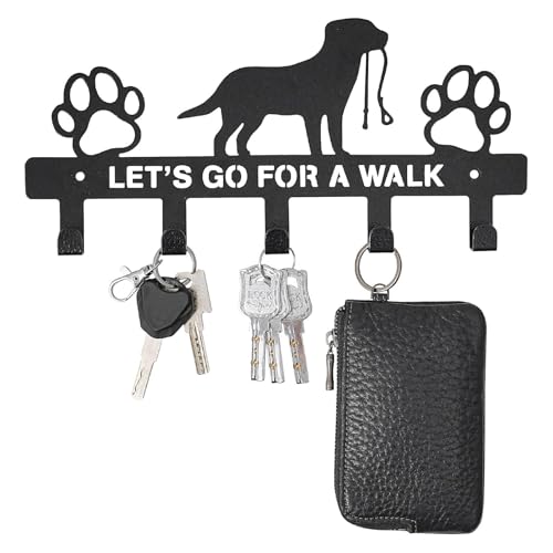 EliphonTowne Dog Key Holder for Wall - Creative Iron Art Dog Lead Hook for Key/Dog Leash/Bag, Clothing Storage Rack, Metal Key Hooks Wall Mounted