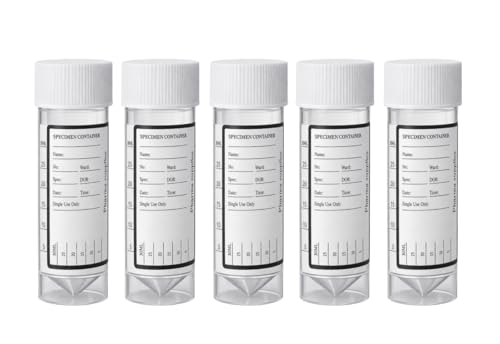 Image of 5 x 30ml Sterile Specimen Containers with Screw Lid & Label | Leakproof Sample Pots | Medical Grade Sample Collection Cups | Individually Packed