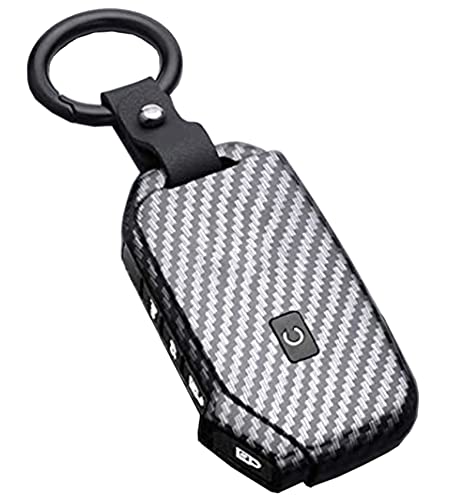 Key Fob Cover Case for Kia Ceed Cerato Forte NIRO Seltos Sorento Soul Sportage K5 5 Buttons Keyless Entry Remote Case Holder ABS Carbon Fiber Pattern (5 Buttons Black)