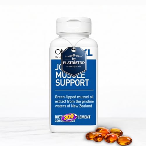 Omega-XL Joint Support Supplement with Olive Leaf, Natural Muscle Support, Green-Lipped Mussel Oil, Omega-3 Soft Gel Pills, Easy-to-Swallow Formula, 300 Count