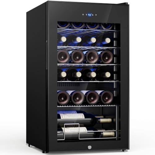 Image of Feelfunn 25 bottle Wine Cooler Refrigerator,Freestanding Wine Fridge,Black