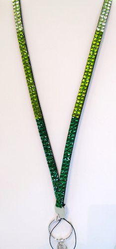 Wigspedia Green Fade Rhinestone Lanyard - Perfect Nurse Appreciation, Teacher, or Graduation Gift! Display Employer ID with Pride - 16