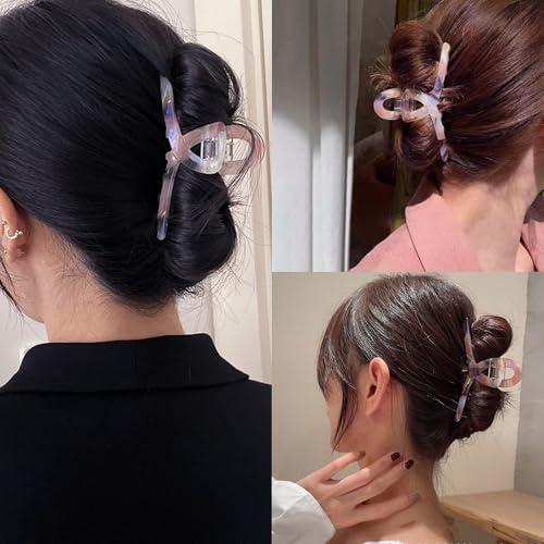 Textention Hair Clips Tortoiseshell Claw Cellulose Acetate Jaw Clip Celluloid French Design 4.2'' Hair Barrettes Grip Leopard Print Clamps For Women Ladies Mother thumb #4