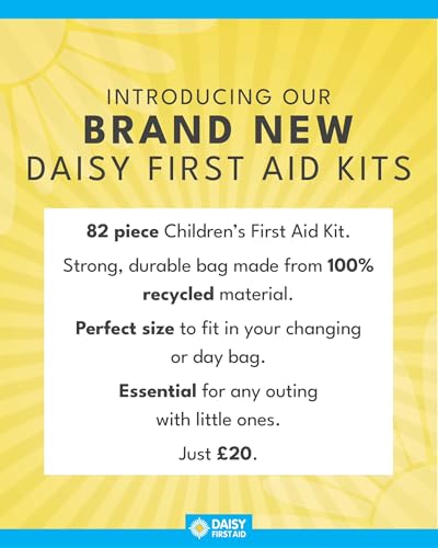 82 Piece Children's First Aid Kit | Eco Friendly Daisy First Aid Premium Travel | Paediatric, Family First Aid Kit for Home and Holiday. Essentials for Toddlers | Recycled Material Zip Up Case - Image 6