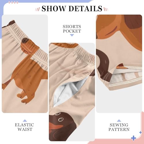 ZZXXB Lovely Dachshund Boys Long Pants Soft Trousers Elastic Waist Kids Lounge Bottoms with Pockets S-XL4