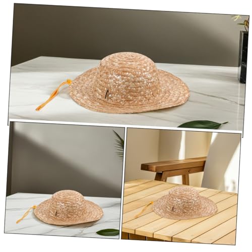 Alipis 2pcs Boys and Girls Straw Sun Hat for Boys and Wide Brim Beach Hat Outdoor Uv Headwear Tea Party and Dress up Activities Khaki3