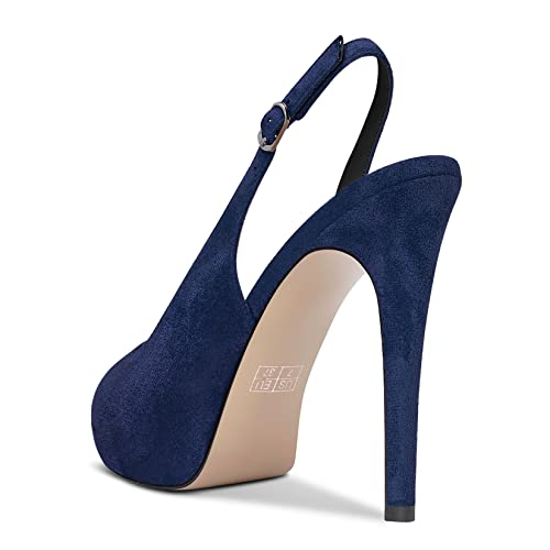 Saekcted Women Stiletto High Platform Heel Peep Open Toe Sandals Slingback Casual Dress 4.7 Inches Heels3