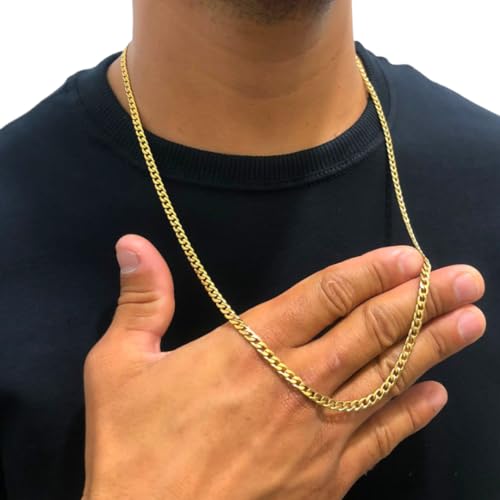 Cordão Masculino Grumet Dourado 4mm 70cm Aço Inoxidável