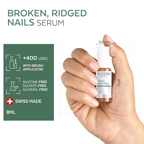 PODERM 100 Natural Nail Repair - Revitalizes Damaged and Split Nails with Hydrating Exfoliating Formula Effective Nail care Also Acts as a Nail Strengthener for Damaged Nails Swiss Made.