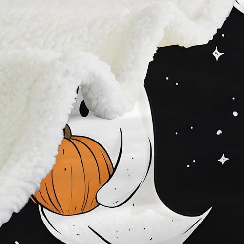 Plaid hiver pour lit 1 personne couverture sherpa citrouille - 5