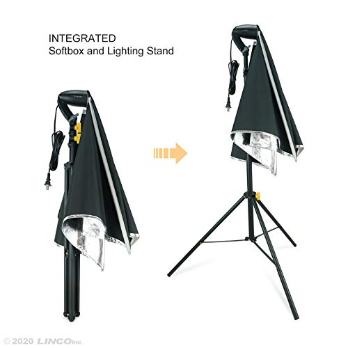 Image of LINCO Lincostore Studio Lighting Photography Light Equipment Continuous Photo Softbox Kit 20x28 Inch with 2 Professional Portrait Bulb for Filming Video AM269