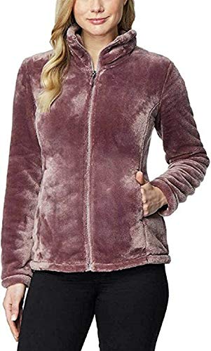 32 DEGREES Womens Plush Luxe Fur Super Soft Full Zip Jacket Outwear (2X, Pink)