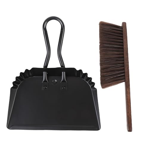 Generic Set di Padelle e Spazzole per Polvere, Paletta Angolata Portatile Scopa Mano, Acciaio Inossidabile, Materiale Faggio per Casa Pulizia Essenziale Quotidiana Strumenti Pulizia