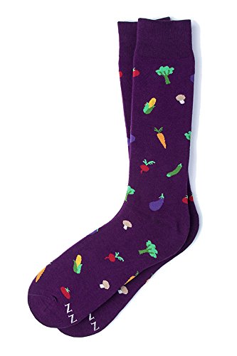 Meias masculinas Hipster Designer Vegetables Veggie Out Funky Novelty, Roxa, One Size