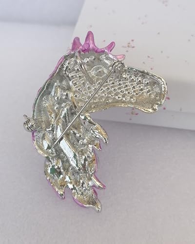 Image of Art Style 2.76 inch Horse Brooch Pin Pendant Rhinestone Crystal BZ6535