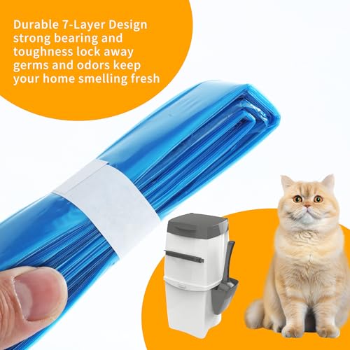 Nachfüllbeutel für Katzenstreu 12 Stück Kompatibel Litter Locker Nachfüllkassette 4.5m Windeleimer Nachfüllkassetten Katzeneimer,für meisten Mülleimer,Windelbehälter und Katzenstreu-Behälter (Blau)
