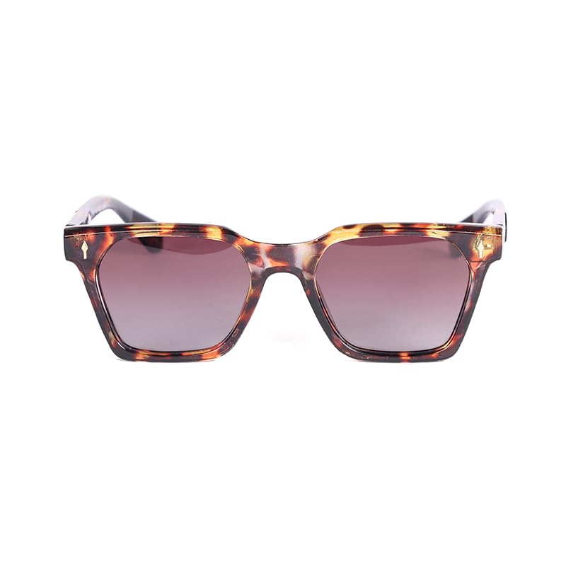 Square Frame Sunglasses, Tortoise Pattern, Gradient Lenses, with Protective Case, Unisex Eyewear-image-42