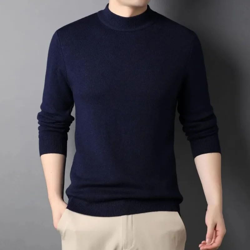 Men's O-Neck Knit Sweater Solid Casual Knitwear Business Bottoming Pullover Top3