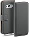 Produktbild moex Klapphülle für Samsung Galaxy S8 Plus Hülle klappbar, Handyhülle mit Kartenfach, 360 Grad Schutzhülle zum klappen, Flip Case Book Cover, Vegan Leder Handytasche, Dunkelgrau