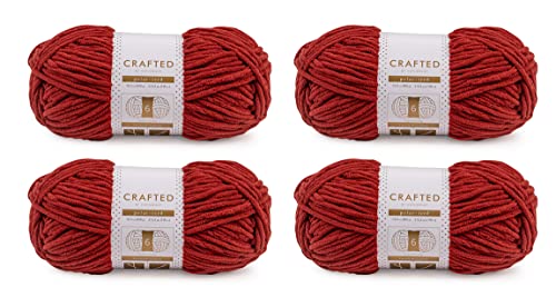 Image of Crafted By Catherine Blanket Solid Yarn - 4 Pack (213 Yards Each Skein), Red, Gauge 6 Super Bulky