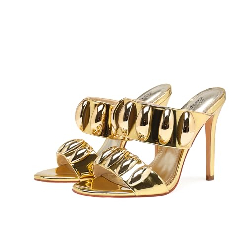 Image of Women's Pearl Open-Toe Sparkly 4.3IN Stiletto Heels Sandals Nightclub Party Wedding Shoes
