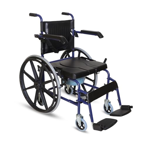 Image of Hero Ecomed Winn 304 C | Manual Wheelchair with Propelling Ring | Powder Coated MS Frame | High Back wheelchair | Commode Provision | For Patients & Elderly | 120 kg Capacity