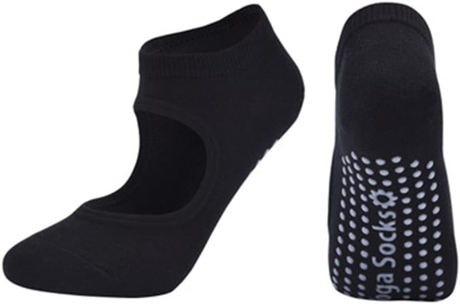 Pilates Compression Socks Anti-Slip Breathable Backless Yoga Socks Ankle Ladies Ballet Dance Sports Socks Women (Color : A, Size : US 4.5-8.5) (E US 4.5)