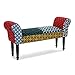 Versa 19501390 Tabouret Pied de Lit Karlsen, Polyester et Bois, Patchwork, Rouge, Vert et Gris, 53 x 32 x 100 cm