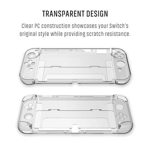 Oniartasy Transparent PC Case for Nintendo Switch OLED Edition - Shockproof Cover with Enhanced Heat Dissipation & Anti-Scratch & Ergonomic Grip & Dock-Compatible & Kickstand by Oniartasy - Image 2