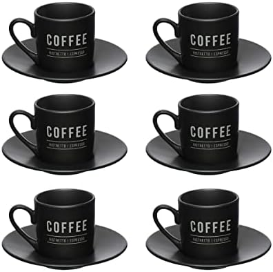 Jogo de Xícaras Porcelana 80ml para Café com Pires Manhattan Haus...