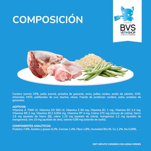 BVS Vet Shop | Diet Hepatic Lamm mit grünen Bohnen | Dose für Hunde | Diätfutter zur Unterstützung der Leberfunktion bei chronischem Leberversagen | 6 Stück x 400 g