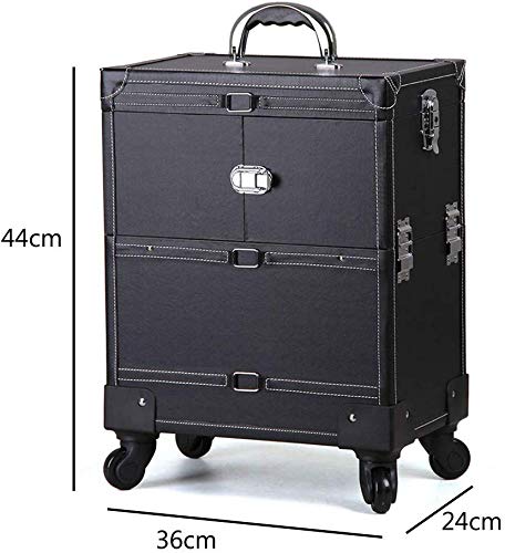 BYCDD Trolley Kosmetikkoffer Schminkkoffer, Aluminium Multikoffer Etagenkoffer mit 360° Rollen Make-up Koffer Beauty… – Bild 3