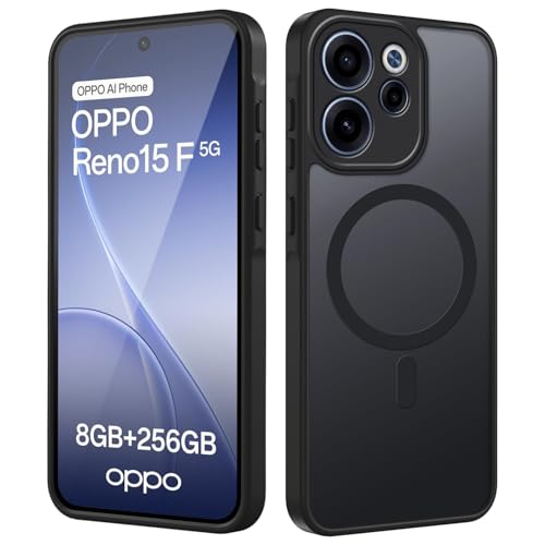 Tawarror Custodia Magnetica per Oppo Reno 15 FS/15F 5G, Effetto Traslucido Opaco, Cover Protettiva Retro PC Anti Graffio, TPU Anti Caduta e Anti Impronte Digitali, Nero