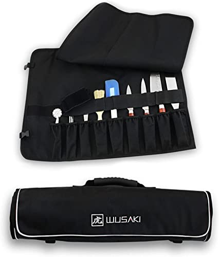 Wusaki Trousse de Cuisinier Vide pour Chefs Professionnels et étudiants en école hotelière – 9 Places + 2 Poches de Rangement