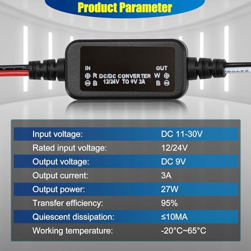 Xdingjiala DC-DC Konverter 12 V/24 V auf 9 V 2,5 A/3 A Spannungswandler 11-30 V auf 9 V 2,5 A/3 A 27 W Abwärtswandler Buck-Wandler für Automobile, Motoren, LEDs usw