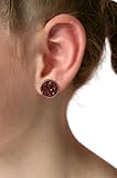 Hematite-tone Maroon Faux Druzy Stone Stud Earrings 12mm