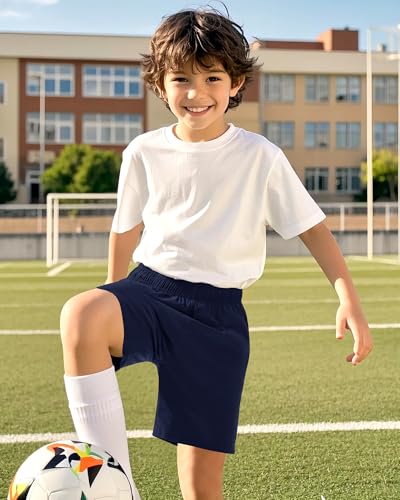 Image of Somaibo Boys Athletic Shorts Kids Quick Dry Basketball Soccer Running Sports Gym Active Performance Shorts with Pockets
