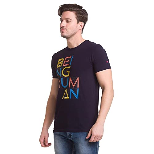Image of Being Human Navy Regular Fit Round Neck Men's T-Shirt Clothing