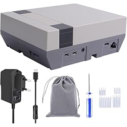 Ventilador Nespi Case owootecc RETROFLAG NESPi 4, con Carcasa SSD, Fuente de alimentación USB-C con Enchufe británico/UE, Interruptor Divisor HDMI y Ventilador de refrigeración y disipadores térmicos para Raspberry Pi 4