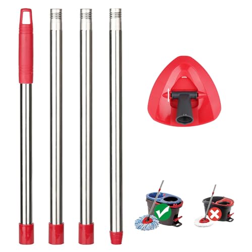 sgizoku Mop Handle,Base Compatible with Viledar H2pro RinseClean Spin Mops Refills and Bucket - Adjustable 76-148cm Stainless Steel Mop Stick for Easy Cleaning - Not Fits Viledar Turbo 1Tank