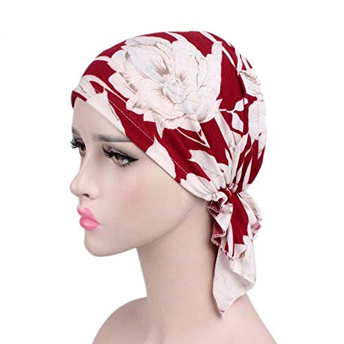 Image of beauty YFJH Women Stretch Cotton Print Sleep Turban Hat Headwear Scarf Chemo Beanie Cap for Cancer Hair Loss