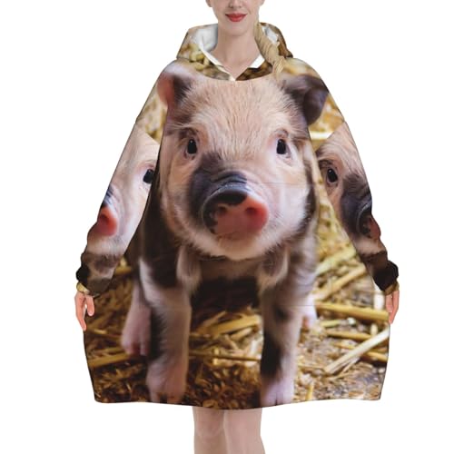Couverture à capuche cochon, le cadeau femme idéal en flanelle douce pour anniversaire et Noël