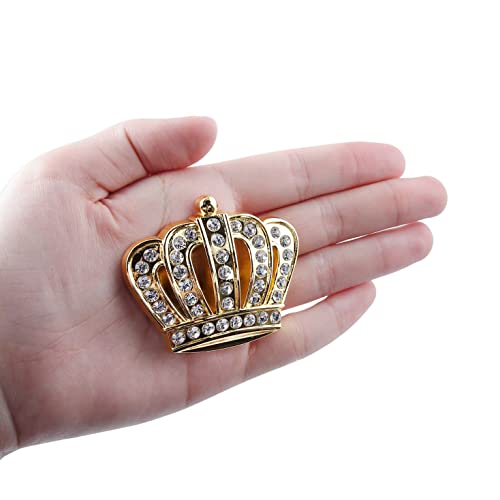 Image of 2PCS Bling Crown Crystal Diamond Crown Emblems Stickers Decals Decoration, Car Side Rear Trunk Emblem Universal Exterior & Interior Car Accessory (Gold Big)